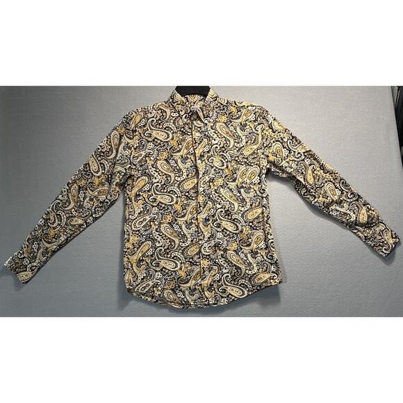 Cinch Snap Down Long Sleeve Collar Shirt Yellow Kids Large - Picture 1 of 7
